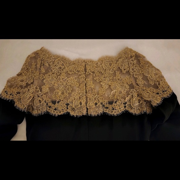 Reem Acra Black and Gold Silk Dress - Picture 3 of 12